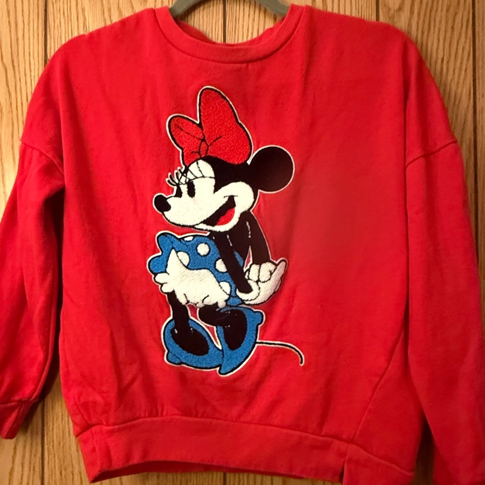 Disney Red Minnie Mouse Sweatshirt Retro Style size XS